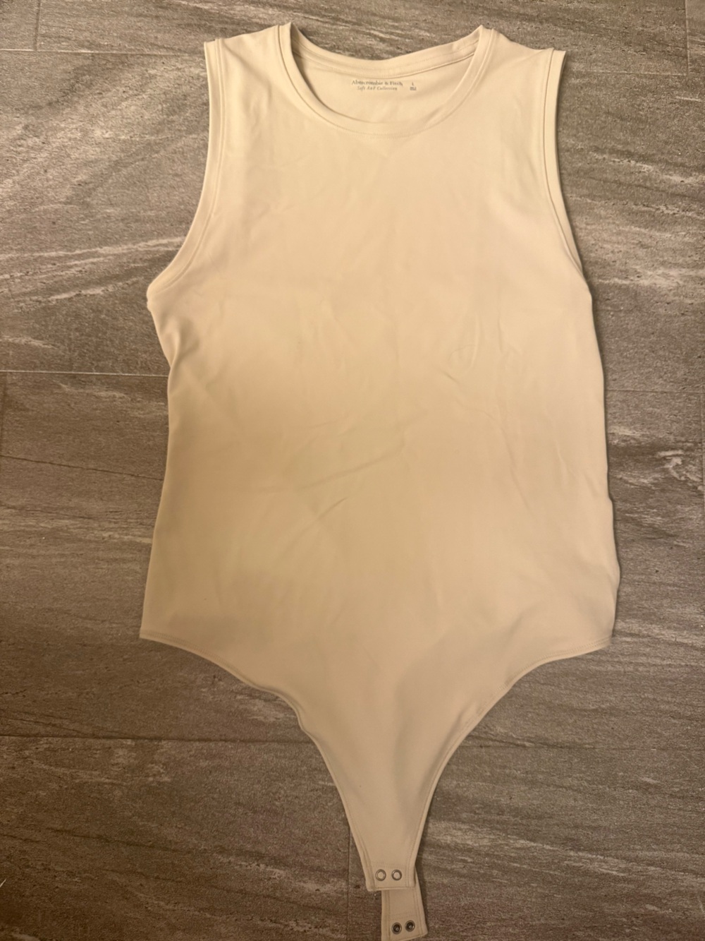Abercrombie & Fitch Cream Sleeveless Crew Neck Bodysuit